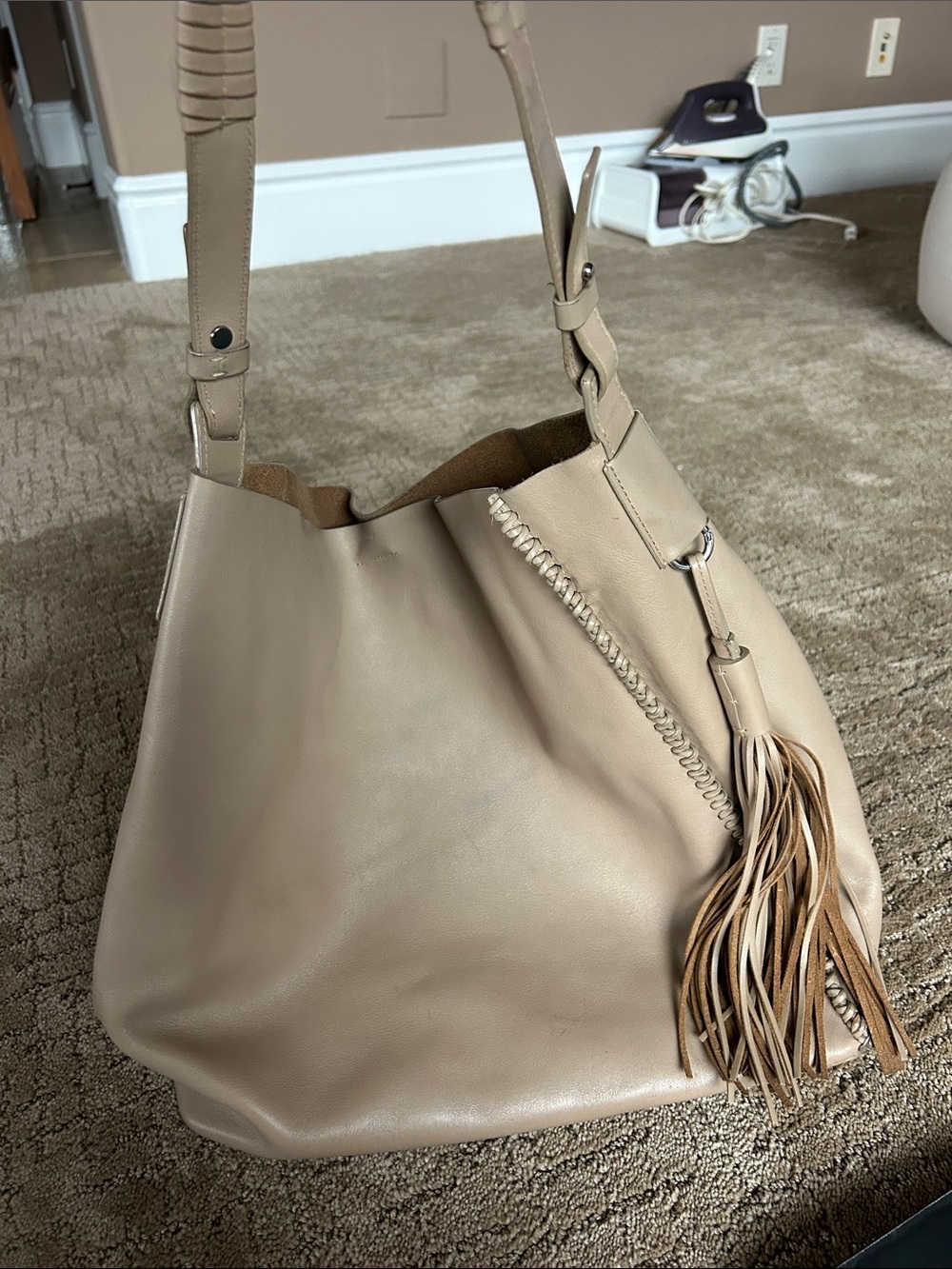 Women's Tassel Hobo Shoulder Bag - Beige